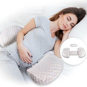 ANGELYCIA- Pregnancy Pillow with Long Adjustable Velcro (Beige-Gray)